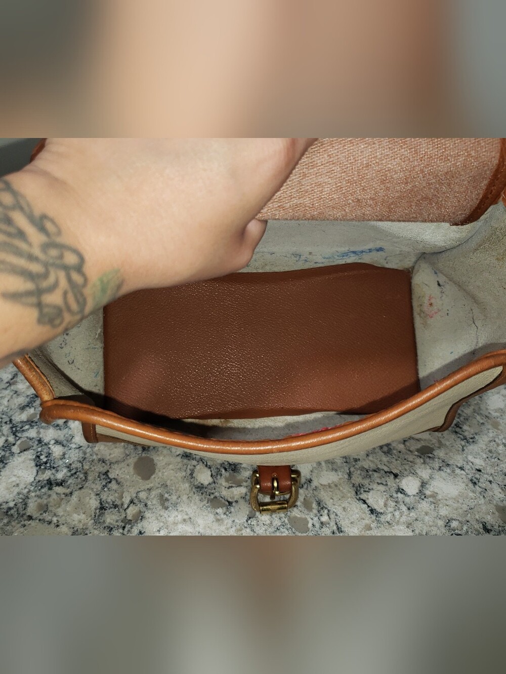 Vintage 1990s Dooney & Bourke Small All-Weather Leather Carpet Bag - Picture 11 of 16
